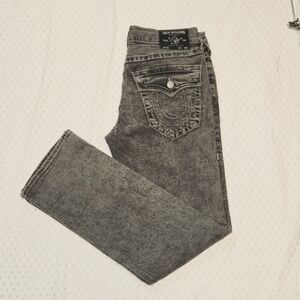 NWOT, True Religion Ricky Flap Big T gray acid relaxed Straight jeans sz 32